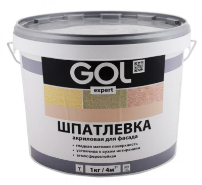 Шпатлевка ФАСАДНАЯ акриловая GOLexpert  15 кг; 11605977