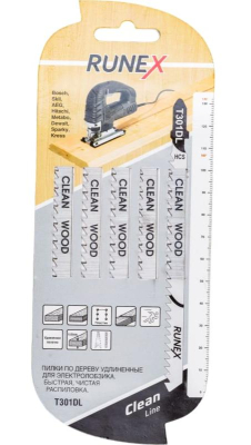 Пилки по дереву и пластику 132 х 107 мм (прямой распил)  5шт Т301DL RUNEX Clean Line (555116); 11612416