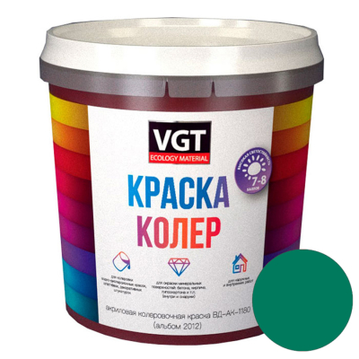 VGT Краска колеровочная ярко-зелёная 0.25 кг 15706; 11609132