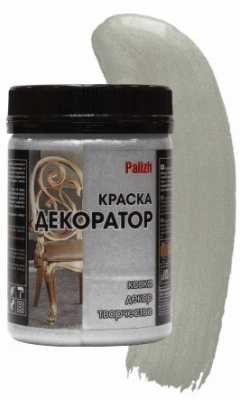 Краска декоратор акриловая PALIZH №172 серебро металлик, 0,25 кг; 11597110