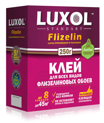 Клей обойный LUXOL флизелин Standart 250гр.  6-8  рул; 11608232