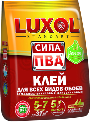 Клей обойный LUXOL сила ПВА универсальный Standart 200гр.5-7 рул.; 11608229