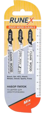 Набор пилок по дереву PROFI WOOD CLEAN-3, 3шт. Runex 555816; 11613698