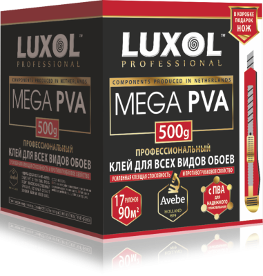 Клей обойный LUXOL MEGA PVA универс. Professional 500гр 15-17 рул; 11608239