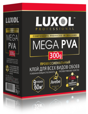 Клей обойный LUXOL MEGA PVA универс. Professional 300гр 7-9 рул; 11608234