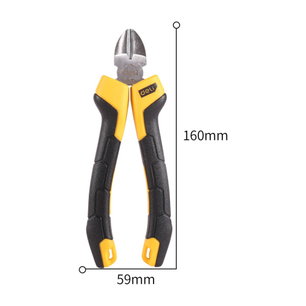 Бокорезы диагональные 160мм, CrV, прорезиненная двухкомпонентная ручка Deli DL2206Z; 11608895