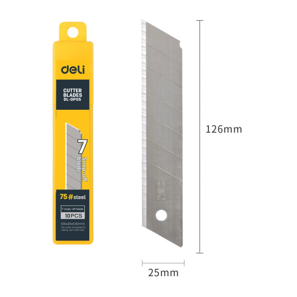 Лезвия сменные для ножа 125x25x0,6 мм 10шт  Deli DL-DP05; 11608955