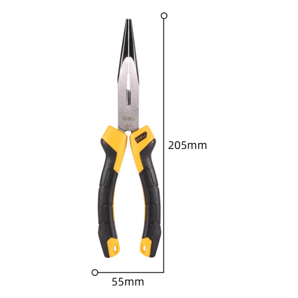 Плоскогубцы удлин. 200мм Сталь CrV, прорезиненная двухкомпонентная ручка Deli DL2108Z; 11608894