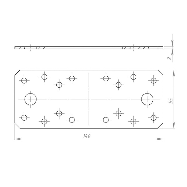 Пластина крепёжная  140*55*2.0; 11598325