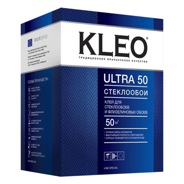 Клей обойный KLEO Ultra для стеклообоев  0.5кг;  24616