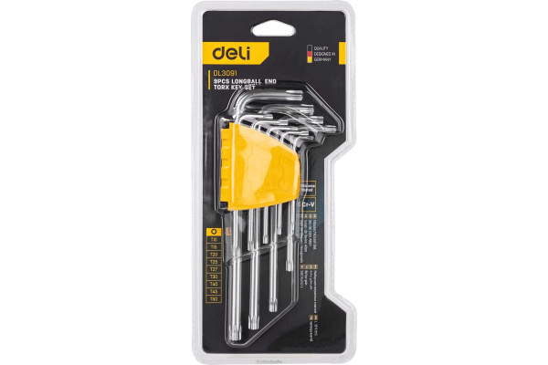 Набор шестигранных ключей TORX сверхдлинных  9шт Deli DL3091; 11612698