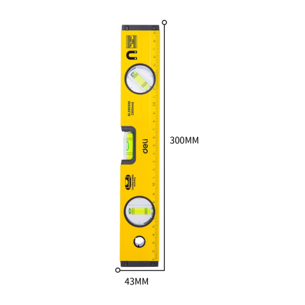 Уровень пузырьковый магнитный 300мм алюминиевый, soft-touch  Deli DL290300 98290; 11608426 