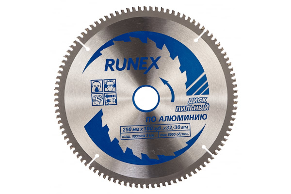 Диск пильный по алюминию (250х32/30 мм; Z100) Runex; 11597527