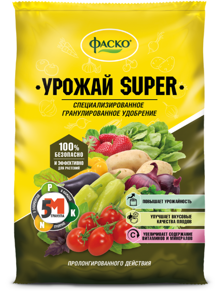 Удобрение минеральное 5М-гранула Урожай-SUPER ФАСКО, 1 кг; 11587614